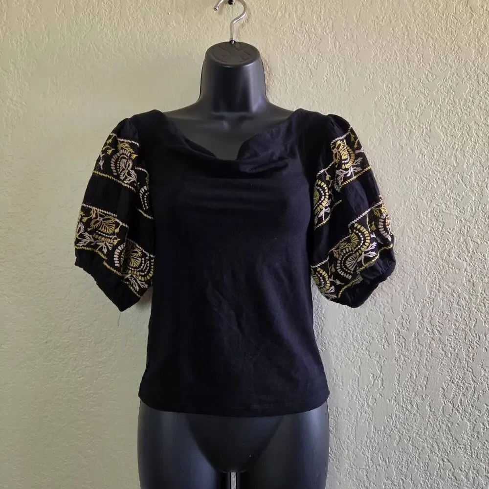 Free People Rock With It Puff Sleeve Blouse